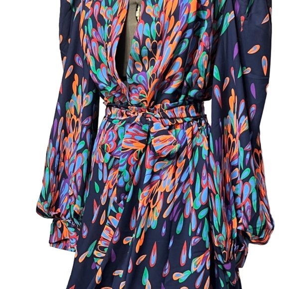 Fashion Nova Dresses & Skirts - FASHION NOVA Wings Of A Feather Navy Open Slit Long-Sleeves Maxi Dress NWT